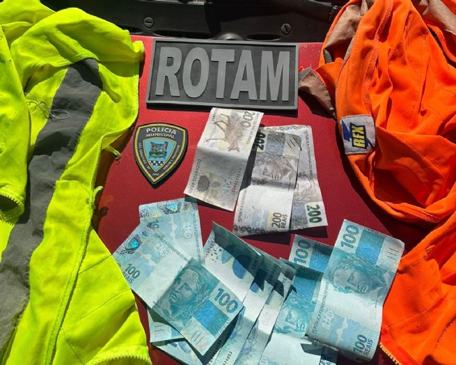 Foto: Polícia Municipal aprende mais de R$ 1,4 mil em notas falsas com suspeito de extorsão 