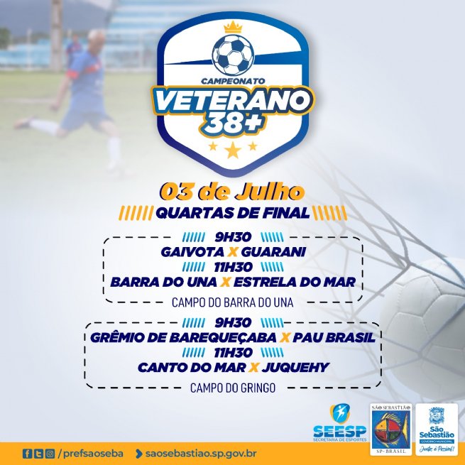 Foto: Prefeitura realiza quartas de final do Campeonato Municipal Veteranos 38+ neste domingo (03)
