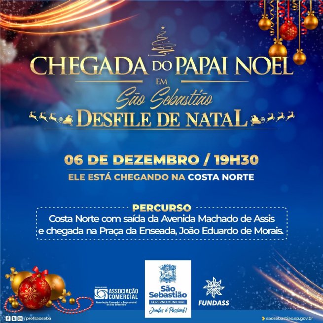 Foto: Costa Norte recebe “Parada de Natal” com desfile do Papai Noel nesta sexta-feira 
