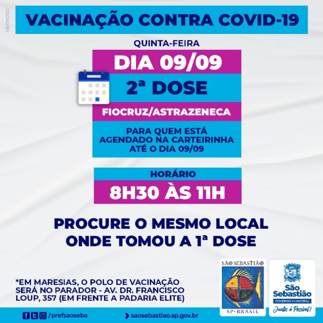 Foto: Vacinados com Astrazeneca e agendados até 9 de setembro recebem segunda dose nesta quinta-feira (9) 