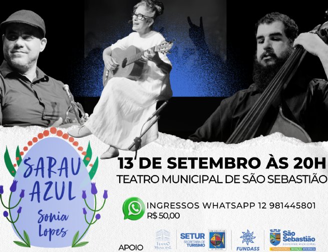Foto: Sarau Azul apresenta espetáculo musical neste sábado no Teatro Municipal de São Sebastião