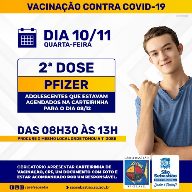 Foto: Adolescentes com segunda dose agendada para 8 de dezembro terão vacinação antecipada para esta quarta-feira (10)  