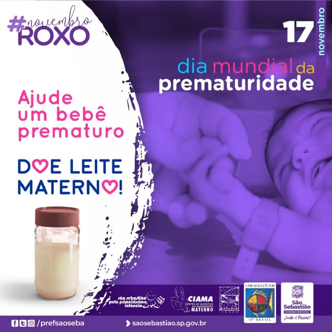 Foto: Novembro Roxo: No mês de sensibilização à prematuridade, Prefeitura promove campanha para doação de leite materno