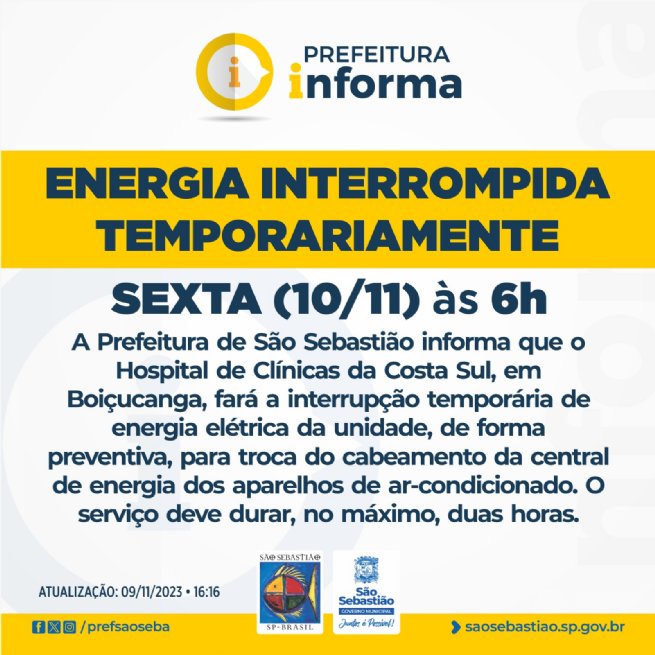 Foto: Interrupção temporária de energia no Hospital de Clínicas da Costa Sul
