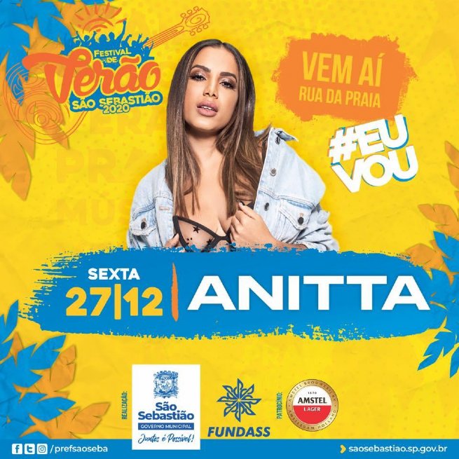 Foto: Anitta é a primeira atração confirmada no Festival de Verão de São Sebastião