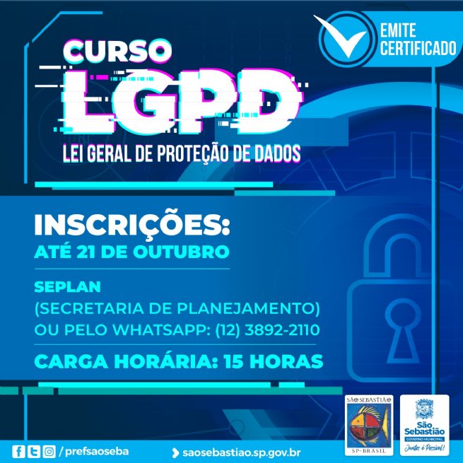 Foto: Prefeitura e Escola Federativa oferecem curso Fundamentos da Lei Geral de Proteção de Dados (LGPD)