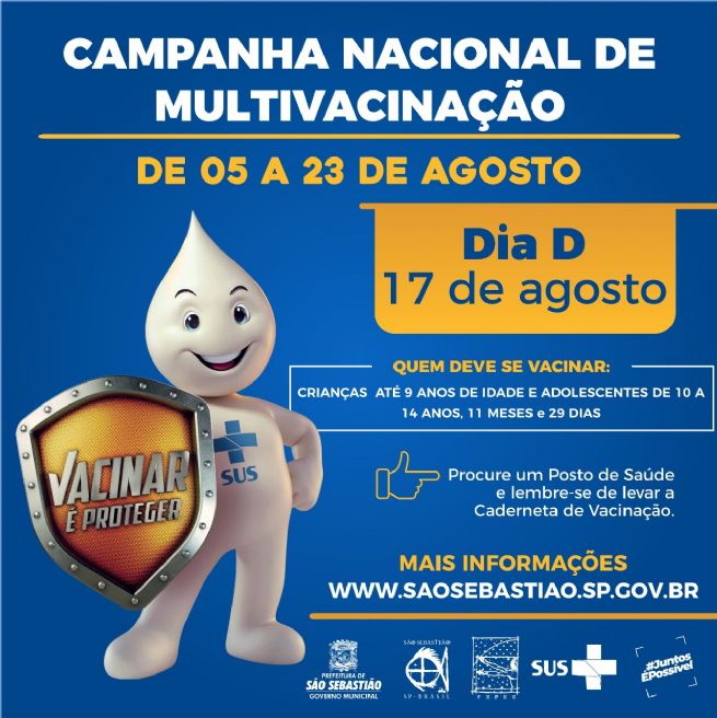 Foto: São Sebastião recebe Campanha Nacional de Multivacinação de 5 a 23 de agosto