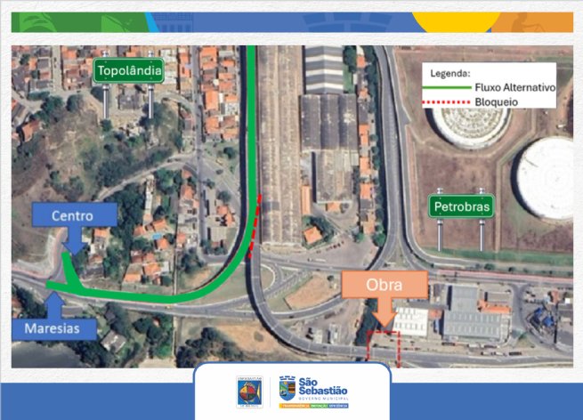 Foto: São Sebastião tem desvio no tráfego para implantação  de vigas na obra de acesso ao Porto