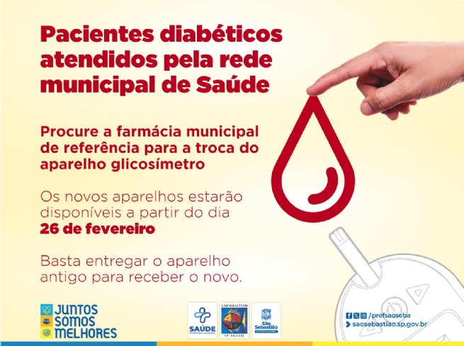 Foto: Pacientes da rede municipal de Saúde de São Sebastião que utilizam glicosímetro devem trocar o aparelho a partir de segunda-feira