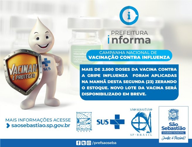 Foto: Prefeitura vacina cerca de 2.500 pessoas contra Influenza nesta segunda-feira