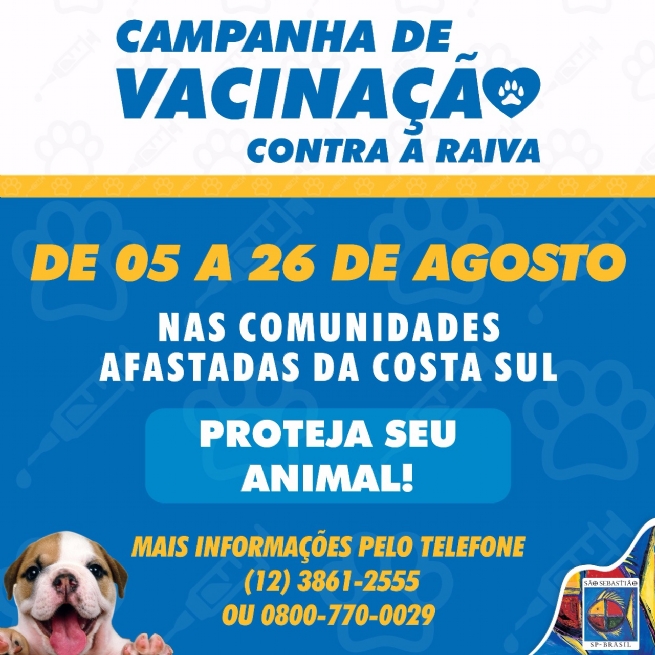 Foto: Zoonoses de São Sebastião vai realizar campanha de vacinação antirrábica nas comunidades afastadas da Costa Sul