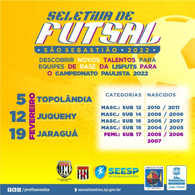 Foto: Prefeitura de São Sebastião e Lisfuts realizam seletiva de futsal em busca de novos talentos