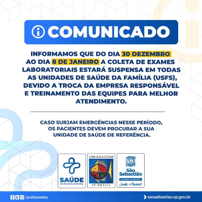 Foto: Prefeitura terá nova empresa para coleta e realização de exames laboratoriais 