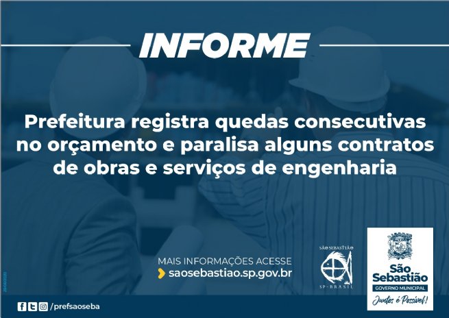 Foto: Prefeitura registra quedas consecutivas no orçamento e paralisa alguns contratos de obras e serviços de engenharia